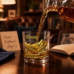 Personalisierte Wolf Daddy 10 oz Old Fashioned Whiskey Glas mit Namen Vatertag Geschenk für Vater Großvater