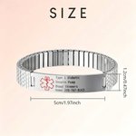 Personalisierte Männer medizinische Notfall-ID Alarm Stretch Armband mit eingraviertem Text Geburtstag Geschenk für Epilepsie Diabetes Allergie Patient