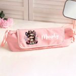 Personalised Cute Horse Birth Flower Girl Portable Heating Rod Storage Bag with Name and Insulation Pad Travel Accessory Birthday Gift for Women
