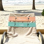 Toallero de rayas personalizado con texto bordado y cinta elástica extensible para silla de piscina Regalo de vacaciones para viajeros