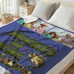 Personalised Hooked On Being Papa Fishing Soft Throw Blanket with 2-6 Photos Home Decor Grandparents' Day Father's Day Gift for Dad Grandpa