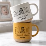 Personalised Vintage Black and White Line Art Photo 12 oz Ceramic Mug with Name and Year Daily Home Office Use Father's Day Birthday Gift for Parents