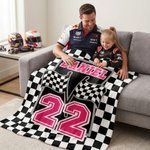 Gepersonaliseerde Racing Design Zachte Deken met Naam en Nummer Home Decor Vaderdag Verjaardagscadeau voor Man Racing Enthousiast