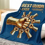 Coperta personalizzata Best Dad Ever Fist Bump Soft Throw Blanket con nomi e titoli Home Decor Regalo per la festa del papà per il nonno