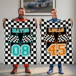 Gepersonaliseerde Racing Design Zachte Deken met Naam en Nummer Home Decor Vaderdag Verjaardagscadeau voor Man Racing Enthousiast
