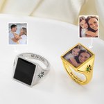 Personalized Birthstones Heat-Activated Hidden Photo Sterling Silver Ring with Text Memorable Jewelry Birthday Anniversary Gift for Couple Mother