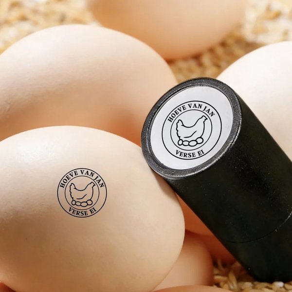Gepersonaliseerde Eierstempel met Kippensilhouet en Naam met Voedselveilige Inkt en Doos Verjaardagscadeau voor Familie Boeren en Fokkers