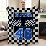 Gepersonaliseerde Racing Design Zachte Deken met Naam en Nummer Home Decor Vaderdag Verjaardagscadeau voor Man Racing Enthousiast