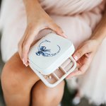 Personalized Toile De Jouy Bow PU Leather Portable Jewelry Box with Letter Travel Birthday Anniversary Gift for Women Girls