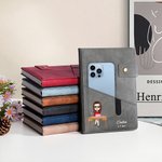 Planificador A5 personalizado de cuero PU con nombre bolsillo de almacenamiento y personaje de dibujos animados regalo de cumpleaños para oficinistas