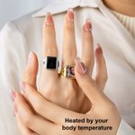 Personalized Birthstones Heat-Activated Hidden Photo Sterling Silver Ring with Text Memorable Jewelry Birthday Anniversary Gift for Couple Mother