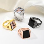Personalized Birthstones Heat-Activated Hidden Photo Sterling Silver Ring with Text Memorable Jewelry Birthday Anniversary Gift for Couple Mother