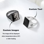 Personalized Birthstones Heat-Activated Hidden Photo Sterling Silver Ring with Text Memorable Jewelry Birthday Anniversary Gift for Couple Mother