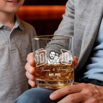 Personalised Vintage Black and White Photo 10 oz Rock Whiskey Glass with Text and Year Father's Day Birthday Gift for Dad Mom
