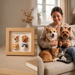 Personalised 3D Pet Head Portrait Sculpture Magnetic Wooden Frame Set with Text Desk Decor Birthday Keepsake Gift for Cat Dog Pet Lovers