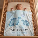 Personalizada Nuestro Primer Día del Padre Manta suave con nombre y año para la familia Decoración del hogar Regalo del Día del Padre para el nuevo papá Recién nacido