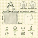 Bolso tote grande personalizado de pana con nombre flor de nacimiento y personaje de dibujos animados regalo de cumpleaños para mujeres