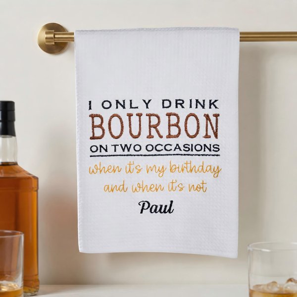 Personalised Bourbon Whiskey Kitchen Towel with Name Kitchen Decor Father's Day Birthday Gift for Father Man