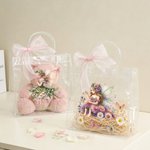 Personalized Cute Birth Flower Fairy Clear Bow Gift Bag with Name Daily Use Birthday Gift for Girls