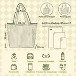 Sac en velours côtelé personnalisé avec bouquet de fleurs de naissance et nom - Cadeau d'anniversaire pour les femmes