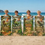 Personalized Jungle Adventure Dinosaur Quick Dry Oversized Beach Towel with Name Travel Essential Summer Vacation Birthday Gift for Kids