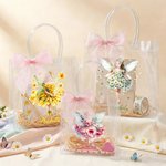 Personalized Cute Birth Flower Fairy Clear Bow Gift Bag with Name Daily Use Birthday Gift for Girls