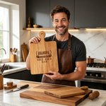 Personalised Identity Established Date Wooden Charcuterie Cutting Board with Grip Daily Use Father's Day Gift for Dad Grandpa
