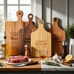 Personalised Identity Established Date Wooden Charcuterie Cutting Board with Grip Daily Use Father's Day Gift for Dad Grandpa