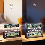 Gepersonaliseerde voetbal acryl LED lamp met 6 foto’s tekst en houten basis – cadeau voor coaches en sportliefhebbers