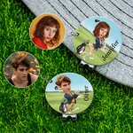 Personalizzato faccia foto personaggio dei cartoni animati Golf Ball Marker magnetico cappello clip con nome compleanno gioco giorno regalo per il giocatore di golf