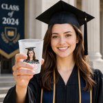 Personalized Graduation Cap Photo Disposable Frosted Plastic Cups with Name and Year Set of 10 Celebration Graduation Party Favor for Graduates