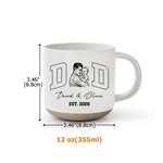 Personalised Vintage Black and White Line Art Photo 12 oz Ceramic Mug with Name and Year Daily Home Office Use Father's Day Birthday Gift for Parents
