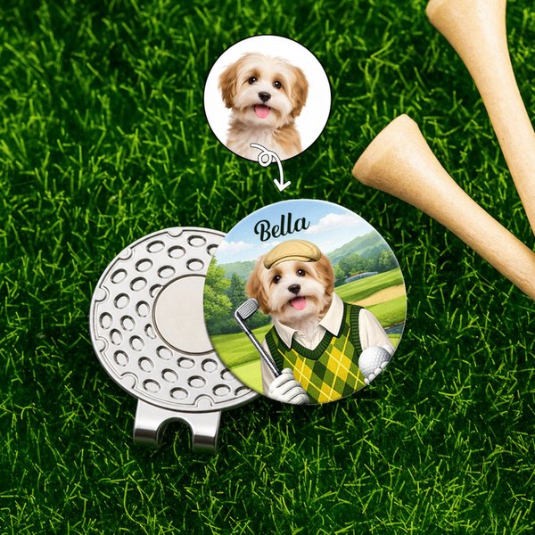 Personalized Pet Photo Magnetic Hat Clip Golf Ball Marker with Name Birthday Anniversary Game Day Gift for Golf Lovers