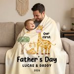 Personalizada Nuestro Primer Día del Padre Manta suave con nombre y año para la familia Decoración del hogar Regalo del Día del Padre para el nuevo papá Recién nacido