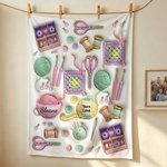 Personalized Crochet Elements Soft Throw Blanket with Name Home Decor Birthday Gift for Grandma Knitting Lover