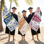 Personalised Floral Quick Dry Oversized Beach Towel with School Name and Name Travel Essentials Beach Party Graduation Gift for Friends Graduates