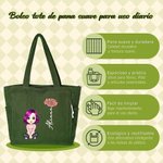 Bolso tote grande personalizado de pana con nombre flor de nacimiento y personaje de dibujos animados regalo de cumpleaños para mujeres