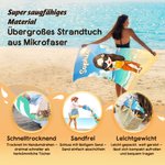 Personalisiertes Strandtuch mit Cartoon-Figur und Namen | Mikrofaser | für Reisen Strand und Sommerpartys | Geschenk für Familie Freunde und Kinder