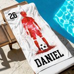 Telo mare personalizzato in microfibra con nome e calciatore, grande, rapida asciugatura - Idea regalo per appassionati di calcio
