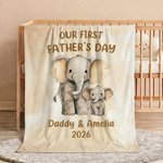 Personalizada Nuestro Primer Día del Padre Manta suave con nombre y año para la familia Decoración del hogar Regalo del Día del Padre para el nuevo papá Recién nacido