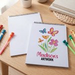 Personalized Meadow Rainbow Mermaid Sketchbook with Name and 50/100 Pages Daily Drawing Art Birthday Gift for Boys Girls