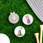 Personalised Striped Watercolour Golf Clubs Theme Ball Marker Magnetic Hat Clip with Name Sport Accessories Gift for Women Golf Lovers