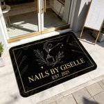 Paillasson papillon doré personnalisé avec texte et date Accessoire de studio d'ongles Cadeau d'ouverture pour artiste d'ongles