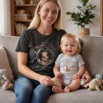 From My Arms to My Heart - Personalized Mom Baby Animal Floral Heart T-Shirt Bodysuit Matching Set First Mother’s Day Gift