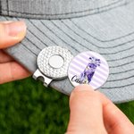 Personalised Striped Watercolour Golf Clubs Theme Ball Marker Magnetic Hat Clip with Name Sport Accessories Gift for Women Golf Lovers
