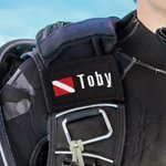 Personalized Embroidered Dive Flag Name BCD Identification Tag Game Day Team Dive Club Gift for Scuba Diver Scuba Instructor Ocean Enthusiast