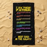 Personalised Best Dad In The Galaxy Lightsaber Oversized Quick Dry Beach Towel with Names Beach Party Birthday Father's Day Gift for Father