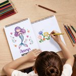 Personalized Meadow Rainbow Mermaid Sketchbook with Name and 50/100 Pages Daily Drawing Art Birthday Gift for Boys Girls