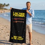 Personalised Best Dad In The Galaxy Lightsaber Oversized Quick Dry Beach Towel with Names Beach Party Birthday Father's Day Gift for Father