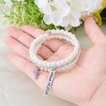 Henkilökohtainen Pearl Rhinestone Cross Bouquet Charm teksti Anniversary Bridal Shower häät lahja morsian